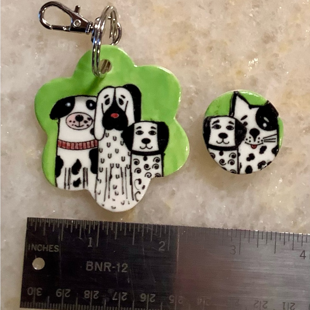 Unique Hand made Dog keychain and magnet Set